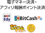 電子マネー決済・アフィリ報酬ポイント決済 楽天Edy/BitCash/ちょコムeマネー