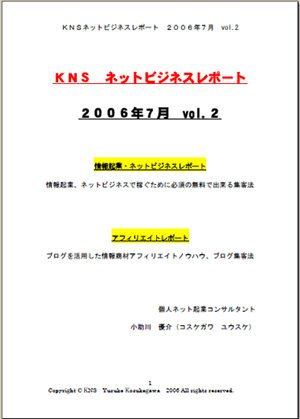 ＫＮＳ　ネットビジネスレポート２００６年７月 vol.2