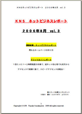 ＫＮＳ　ネットビジネスレポート２００６年８月 vol.3