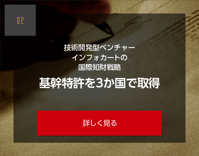 技術開発型ベンチャーインフォカートの国際知財戦略 基幹特許を3か国で取得