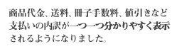 商品代金、送料、冊子版手数料、値引きなど支払いの内訳が一つ一つ分かりやすく表示されるようになりました。