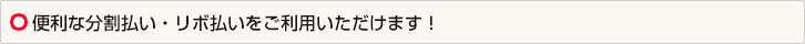 便利な分割払い・リボ払いをご利用いただけます！